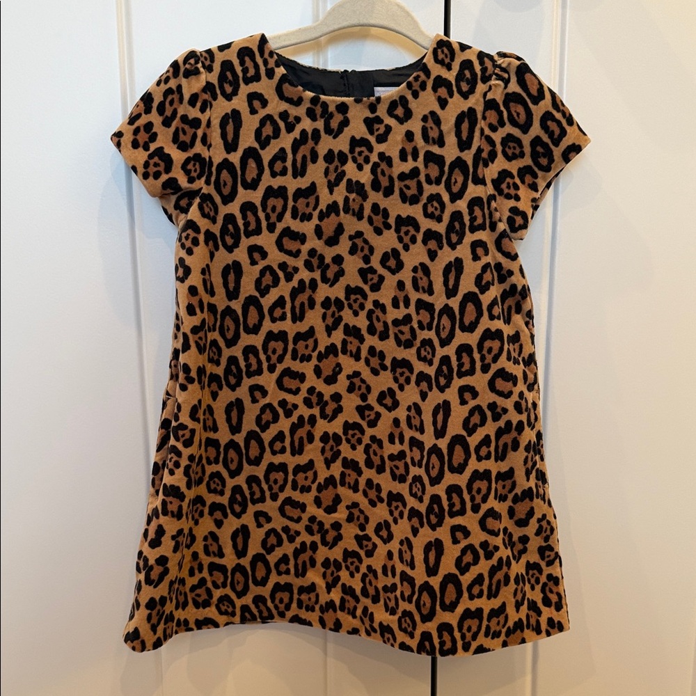 NWOT Janie and Jack Tan and Black Velvet Animal Print Dress